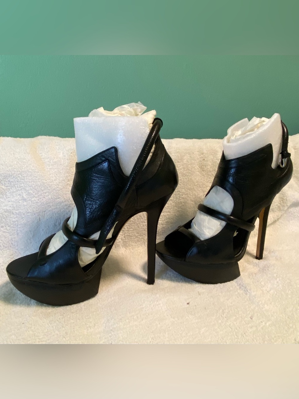 Camilla Skovgaard Black Lizard Leather Platform Stiletto Sandals – EU 38 NIB - Picture 6 of 8